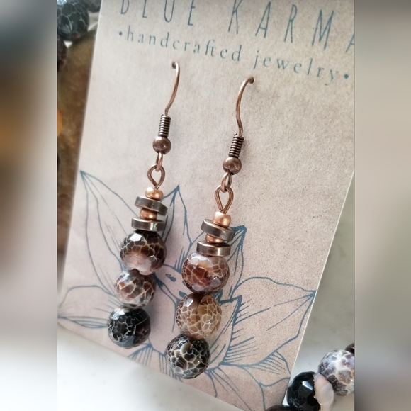 Artisanal Agate Necklace & Earring Set OOAK - Picture 4 of 7